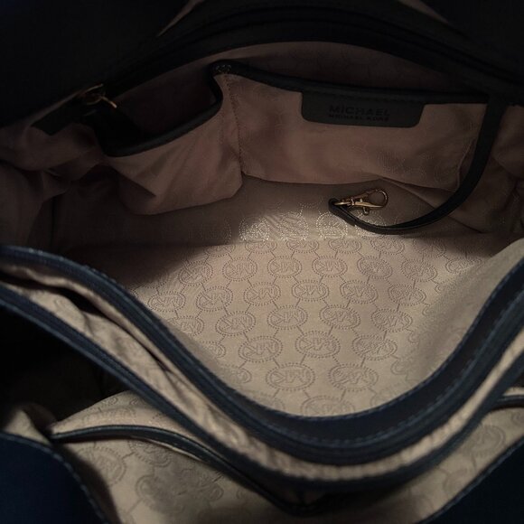 MICHAEL Michael Kors Navy Blue Leather North South Hamilton Tote - Picture 8 of 10